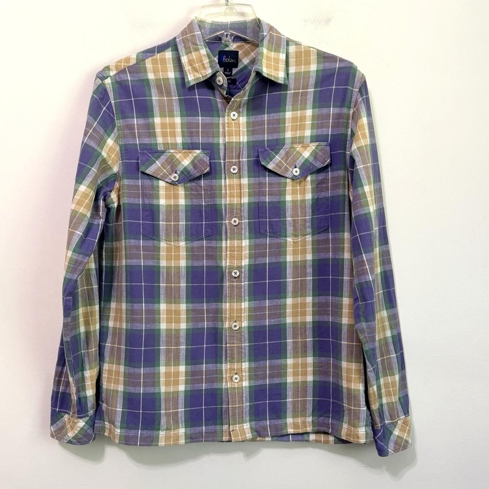 Boden Mens Shirt Slim Fit S Plaid Flap Pockets Long Sleeve Work Casual Button